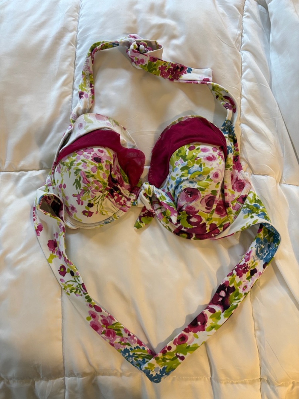 Ash Floral Underwire Bikini Top in Pink and Green